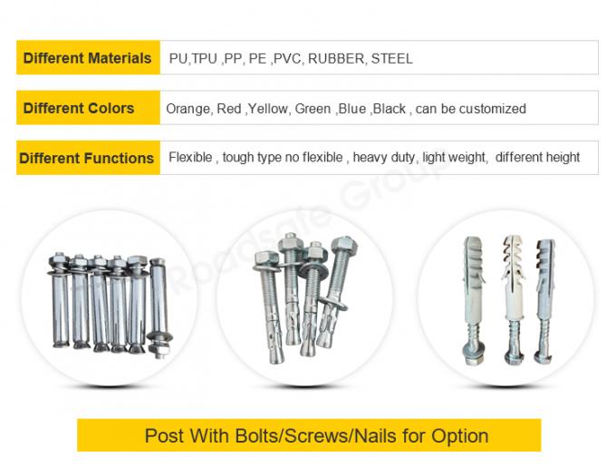 75 सेमी बाहरी सड़क सुरक्षा चेतावनी टिकाऊ पु प्लास्टिक यातायात चेतावनी पोस्ट 8
